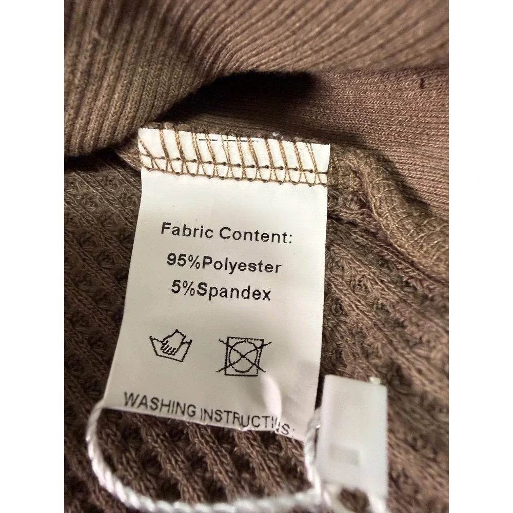 Womens Lightweight Waffle Knit‎ Shacket Brown Oversized Button Down XL NWT - Picture 9 of 12